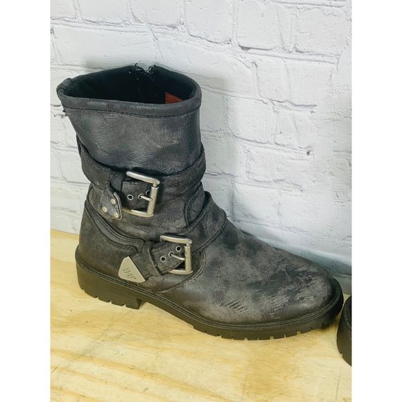 Harley Davidson Brushed Leather WILDER BOOTS Men's Black Gray Size 10M - Picture 5 of 13